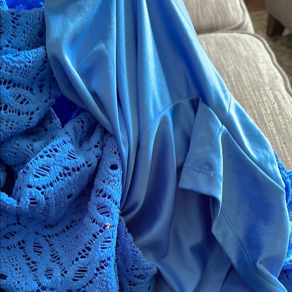 Lilly Pulitzer Blue Eyelet Off-Shoulder Jumpsuit - Picture 5 of 7